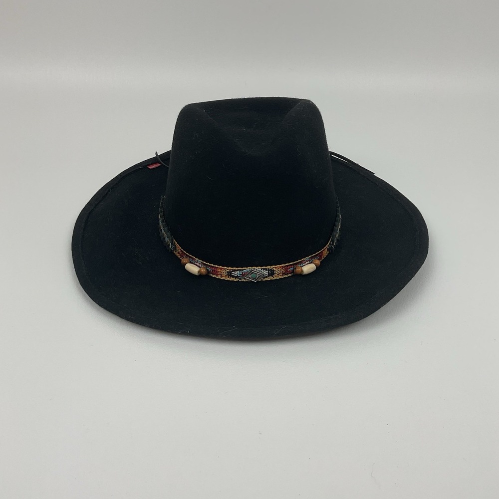 Bullhide Kids Black Felt Western Cowboy Hat Beaded Band Size L‎ Festival Rodeo